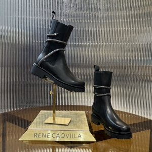 rene caovilla cleo combat black biker boots shoes